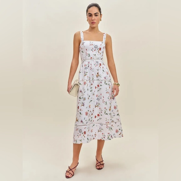 Reformation Everett Linen Dress in Corsini. Brand new without tags, never worn. - Picture 4 of 6